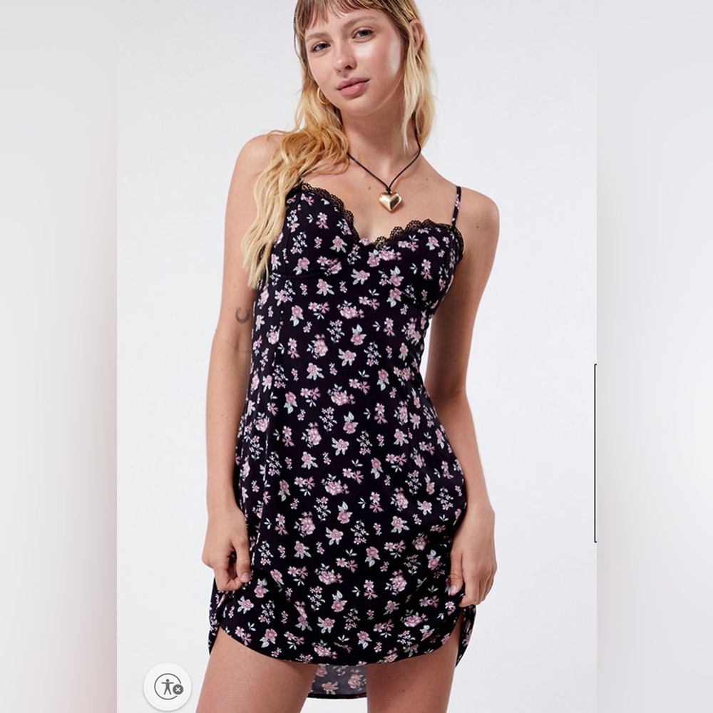 LA Hearts Lace Trim Bustier Mini Dress